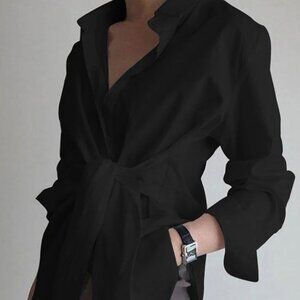 Satin Effect Blouse with Waist Tie